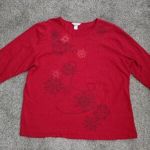 ***CJ Banks 2X Pull Over Top Shirt 100% Cotton Blouse Tee Shirt 3/4 Sleeve***